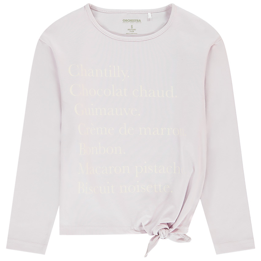 Camiseta de manga larga anudada de punto para niña Main Camiseta de manga larga anudada de punto para niña