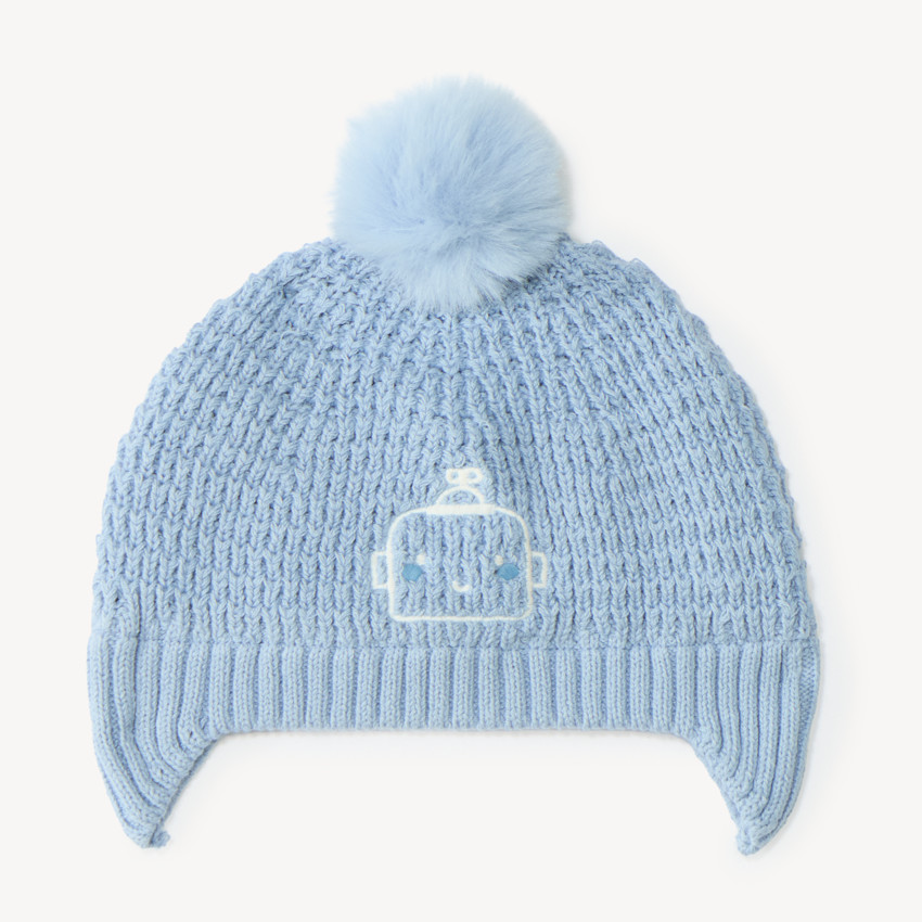Gorro de nacimiento de punto con bordado de robot 