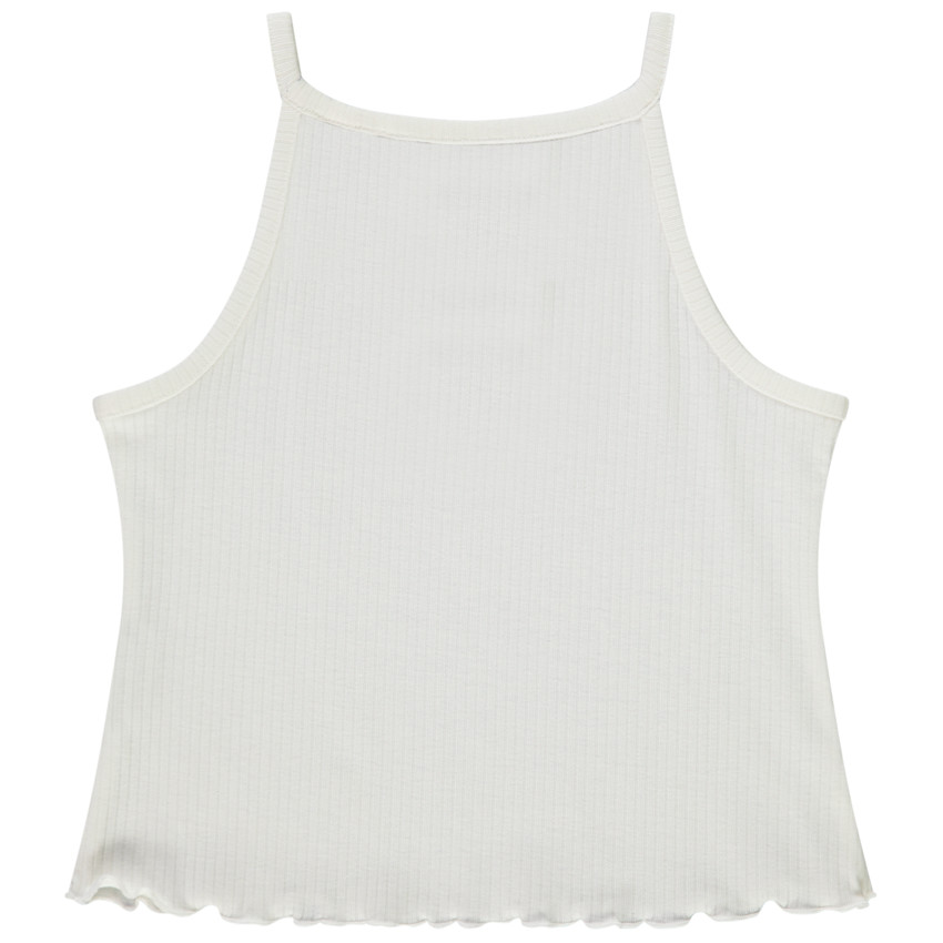 Camiseta sin mangas de punto de canalé con bordados para niña 