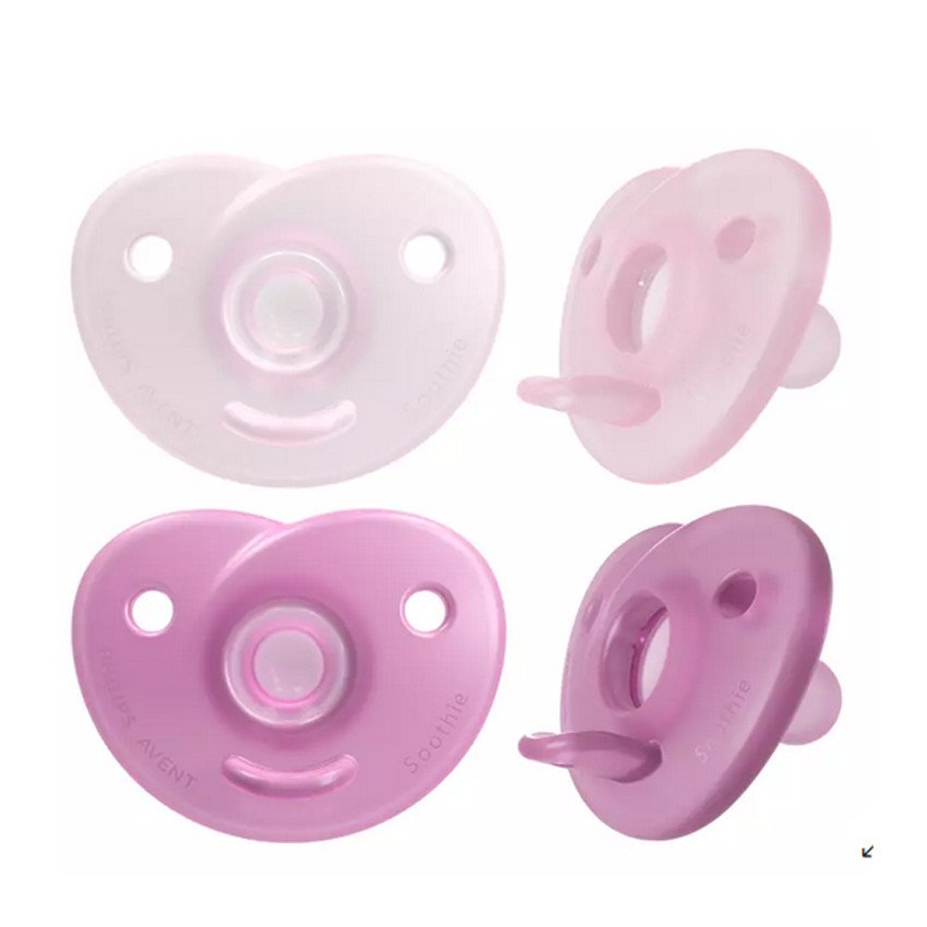 Chupete 100% Silicona Soothie +0m - Rosa - 2 unidades 