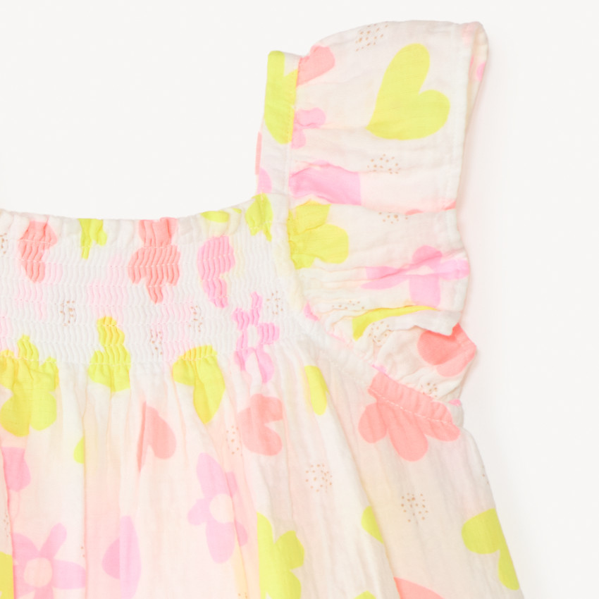 Túnica de tirantes con volante y estampado colorido para niña 