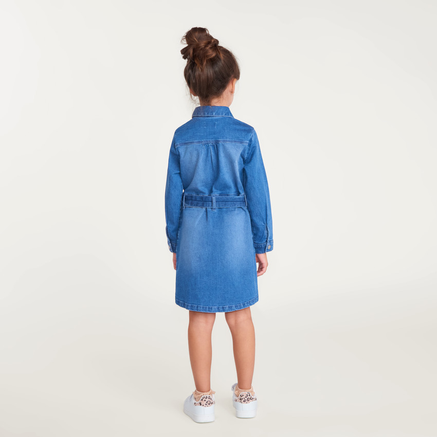 Vestido de mezclilla de mangas largas para niña 