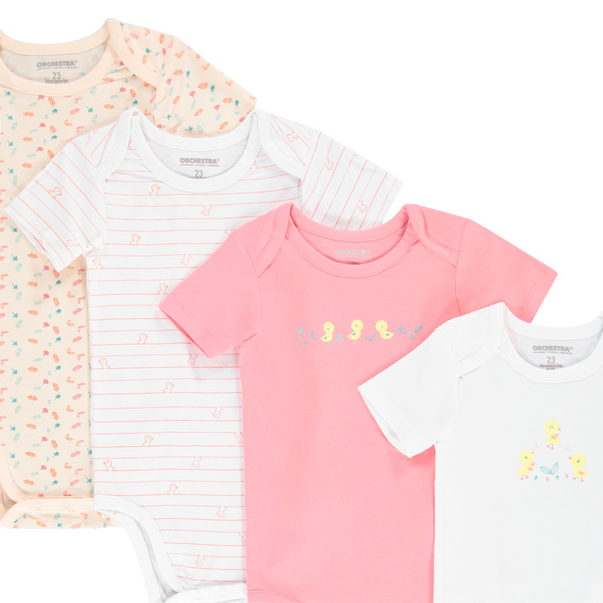 Pack de 7 bodies manga corta para bebé niña 