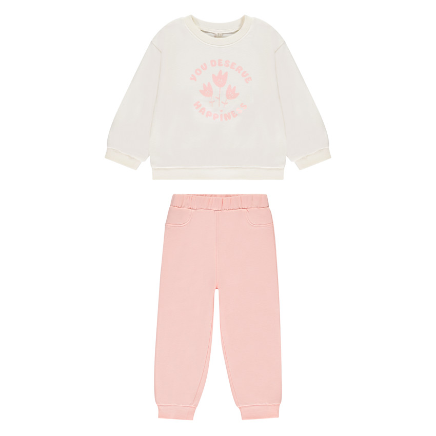 Conjunto de chándal de felpa con estampado de flores para niña bebé 