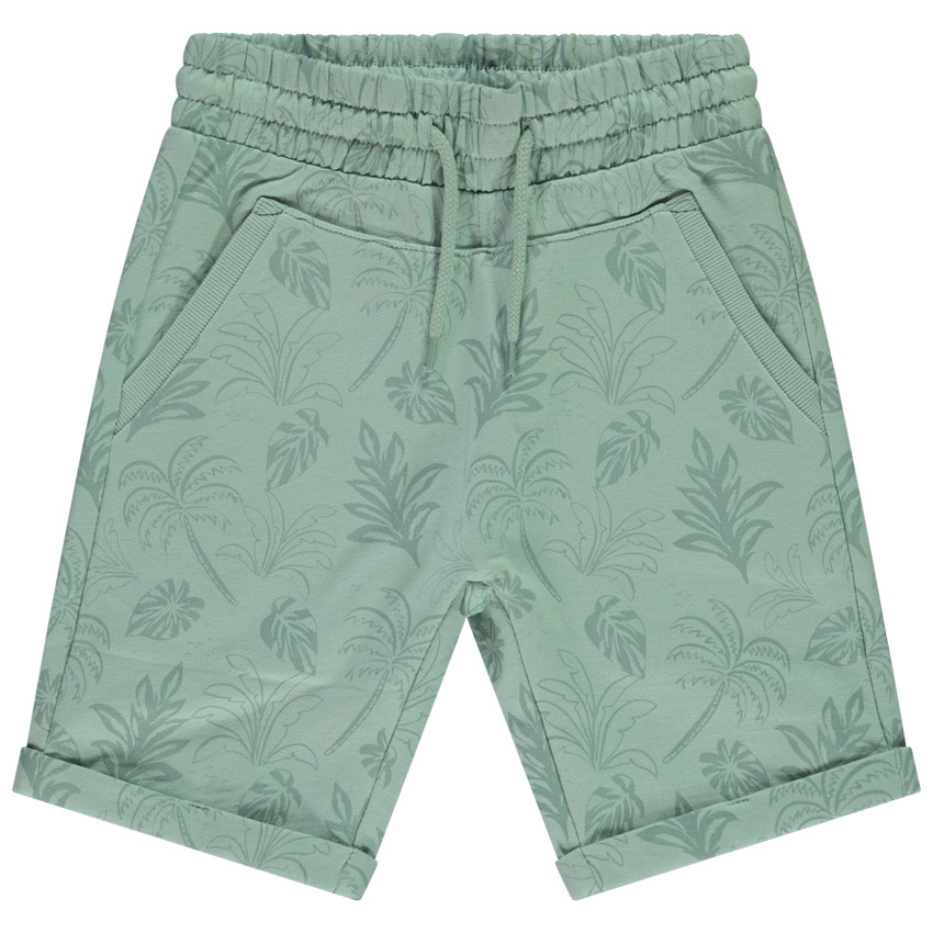 Bermuda de felpa con estampado fantasía + bolsillo canguro para niño 