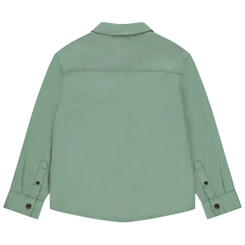 Camisa de manga larga lisa en tela con bolsillos niño 