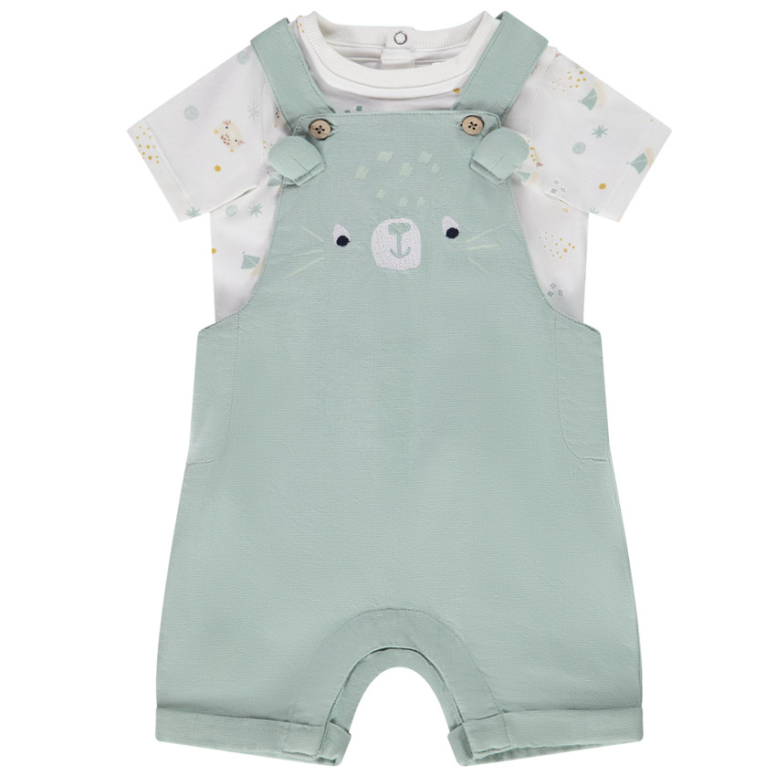 Ensemble 2 pièces avec salopette courte pour bébé garçon 