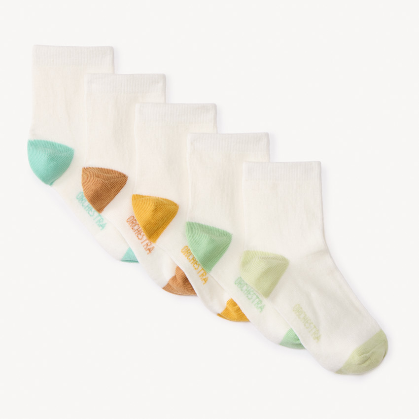Pack de 5 pares de calcetines cortos bicolores para niño 