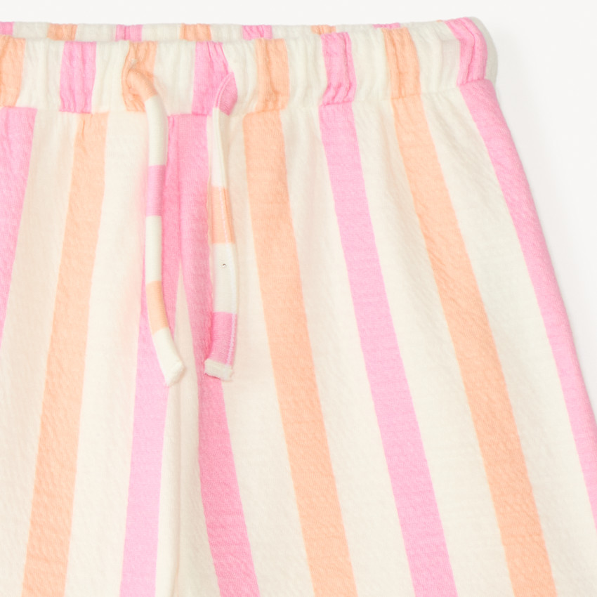 Short de punto acanalado con rayas para niña 