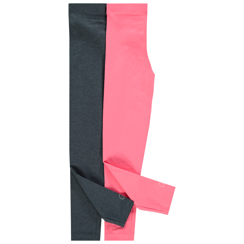 Pack de 2 leggings lisos con logo estampado 