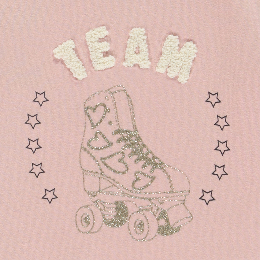 Camiseta de manga larga con estampado de roller y brillo para niña 