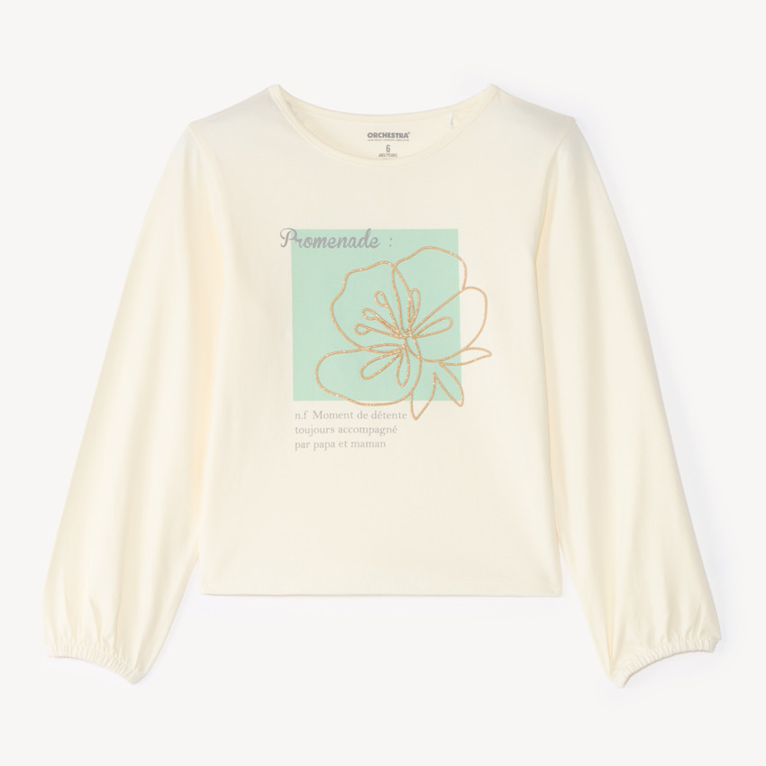 Camiseta de manga larga para niña con estampado floral 