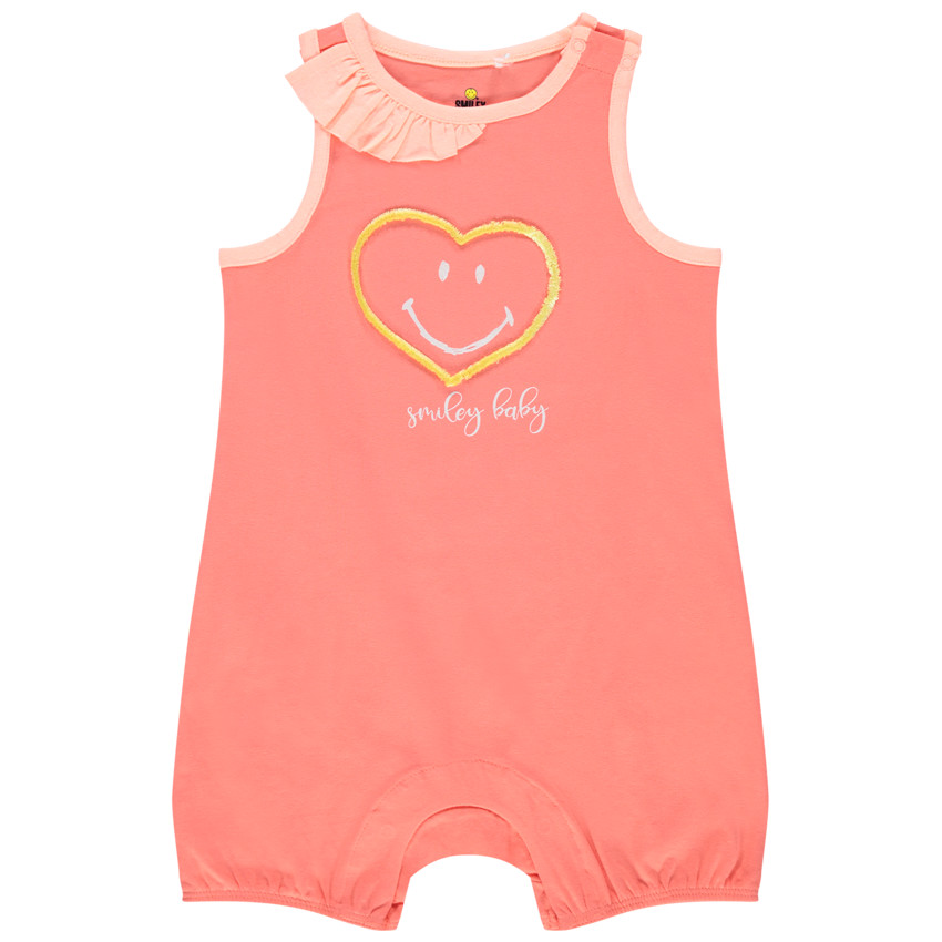 Mono corto en algodón orgánico Smiley Baby 