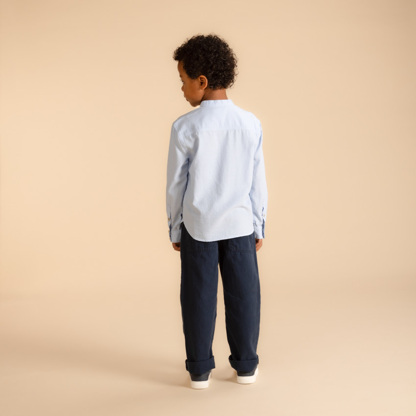 Chemise manches longues unie à col mao pour garçon 
