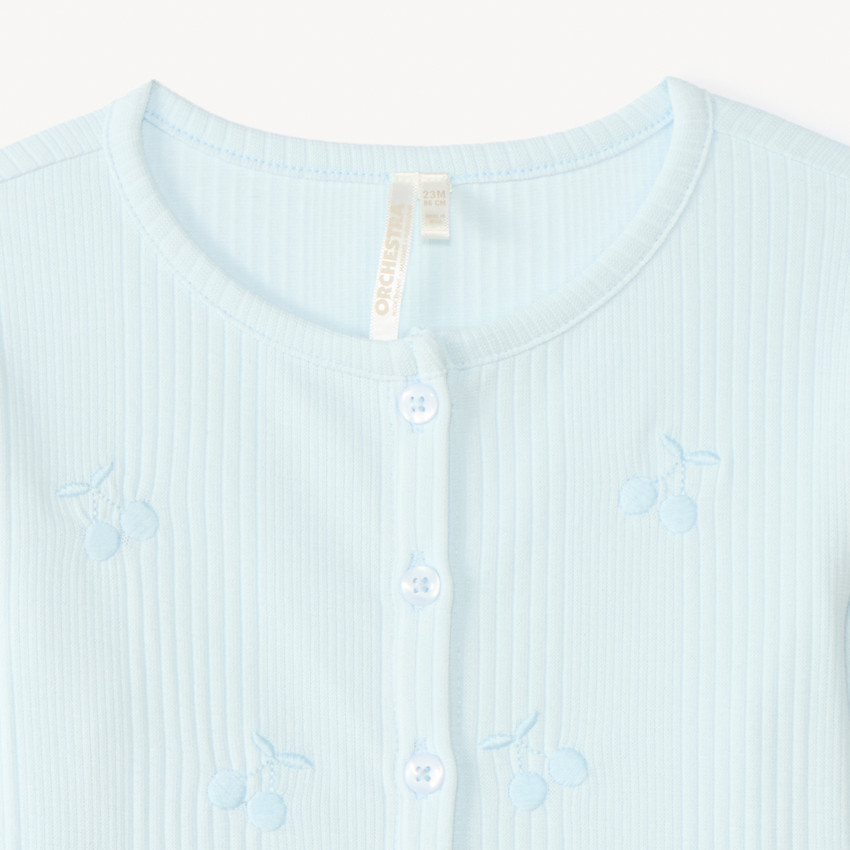 Chaleco de manga larga con bordado de cereza para niña bebé 