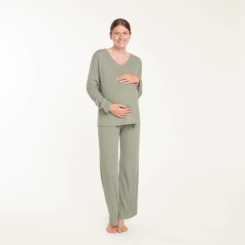 Conjunto de pijama de maternidad de canalé 