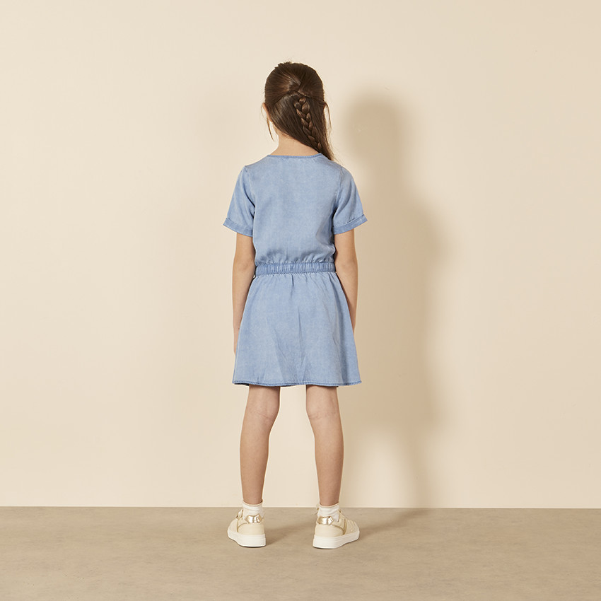 Vestido de manga corta efecto vaquero para niña  Additional Vestido de manga corta efecto vaquero para niña