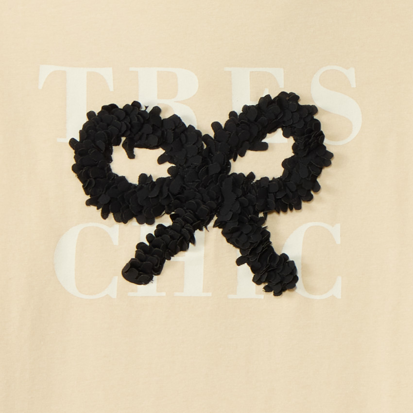 Camiseta interior de cuello alto con lazo efecto pétalos 3D para niña 