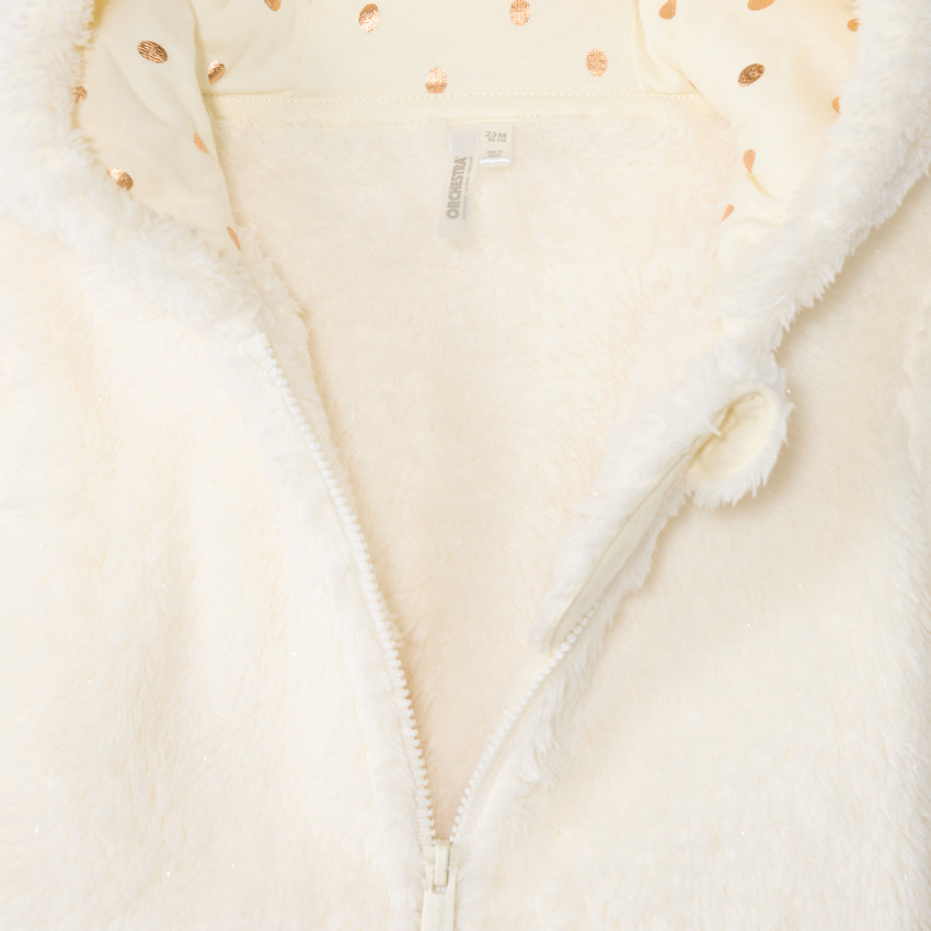 Chaleco polar de sherpa liso con capucha para bebé niña 