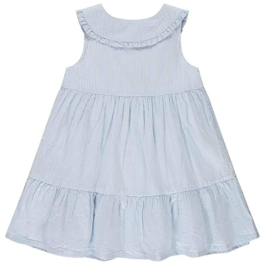Vestido sin mangas a rayas con cuello claudine para bebé niña 