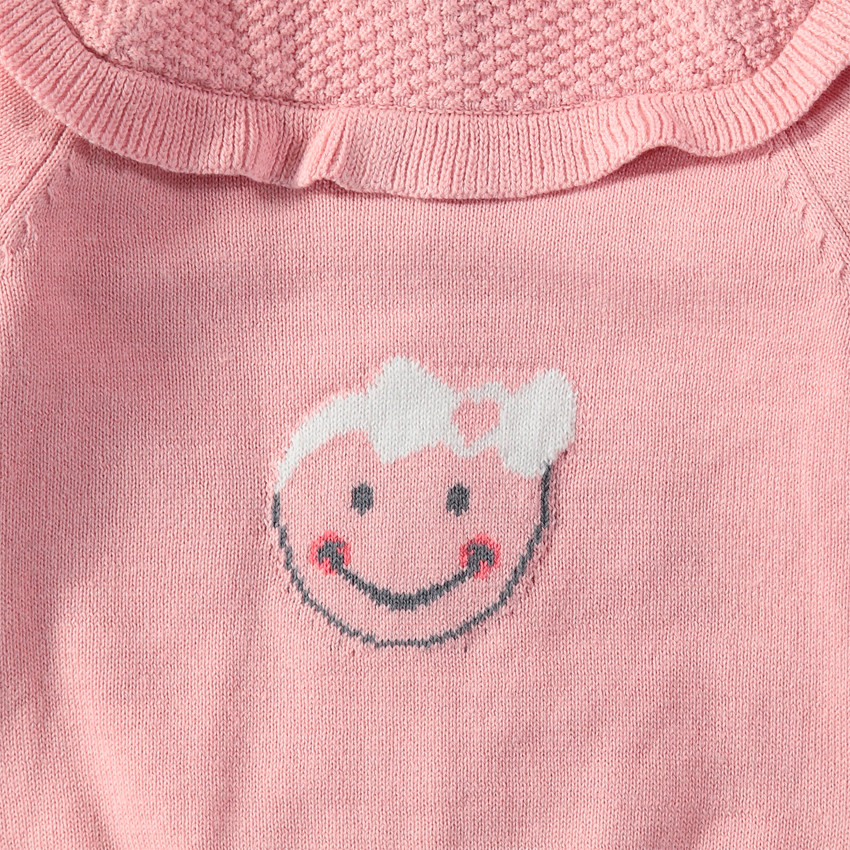 Chaqueta de punto de fantasía con voalnte y etiqueta Smiley 