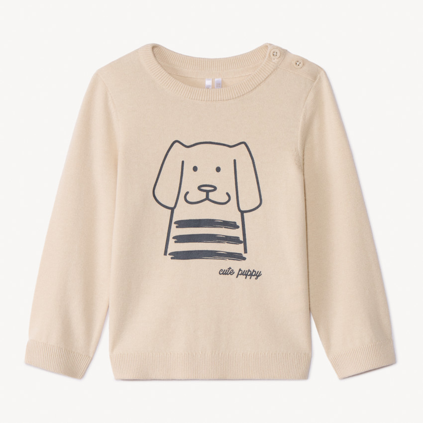 Pull uni en tricot avec print chien pour bébé garçon 