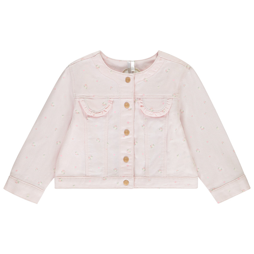 Chaqueta de mezclilla con estampado floral para bebé niña 