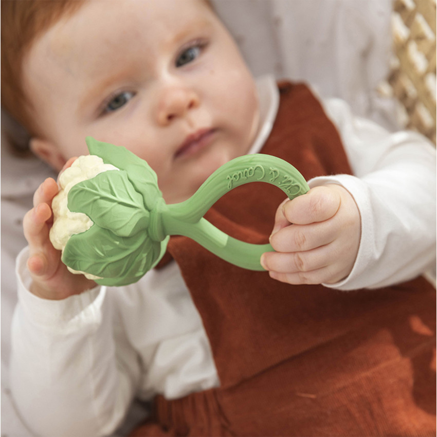 Mordedor y sonajero 2 en 1 coliflor 