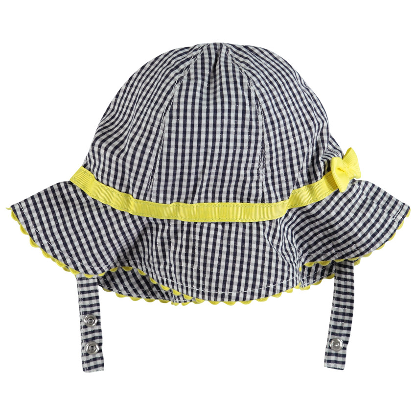 Gorro cuadro vichy y detalles amarillos 