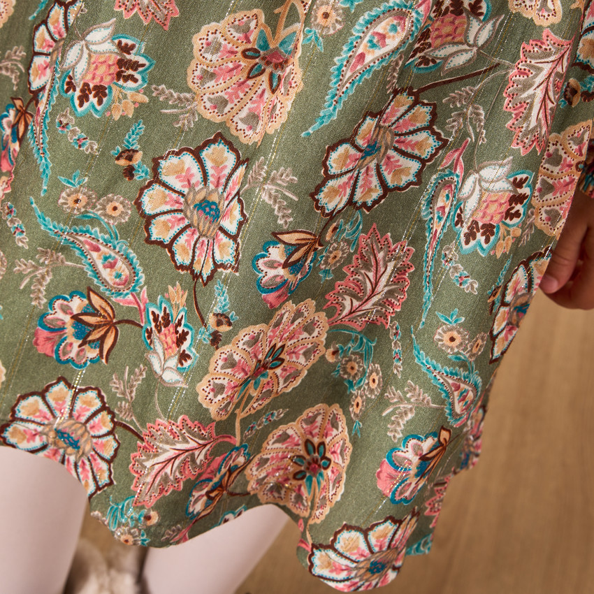 Vestido de manga larga con estampado floral efecto bohemio para niña 