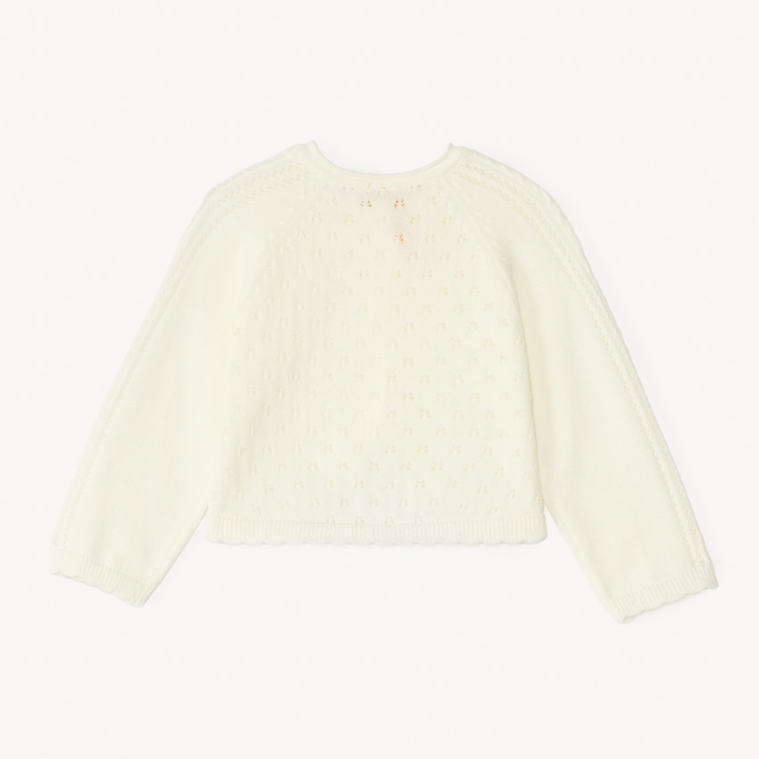 Cárdigan estilo bolero de punto calado para niña bebé 