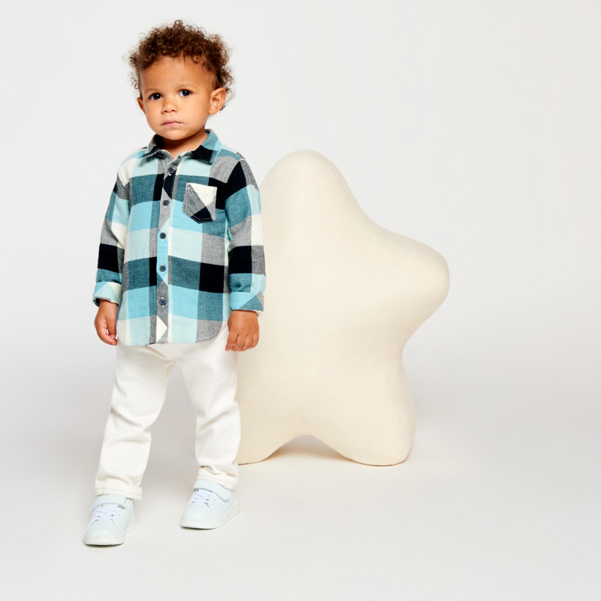 Camisa de manga larga a cuadros para bebé niño 