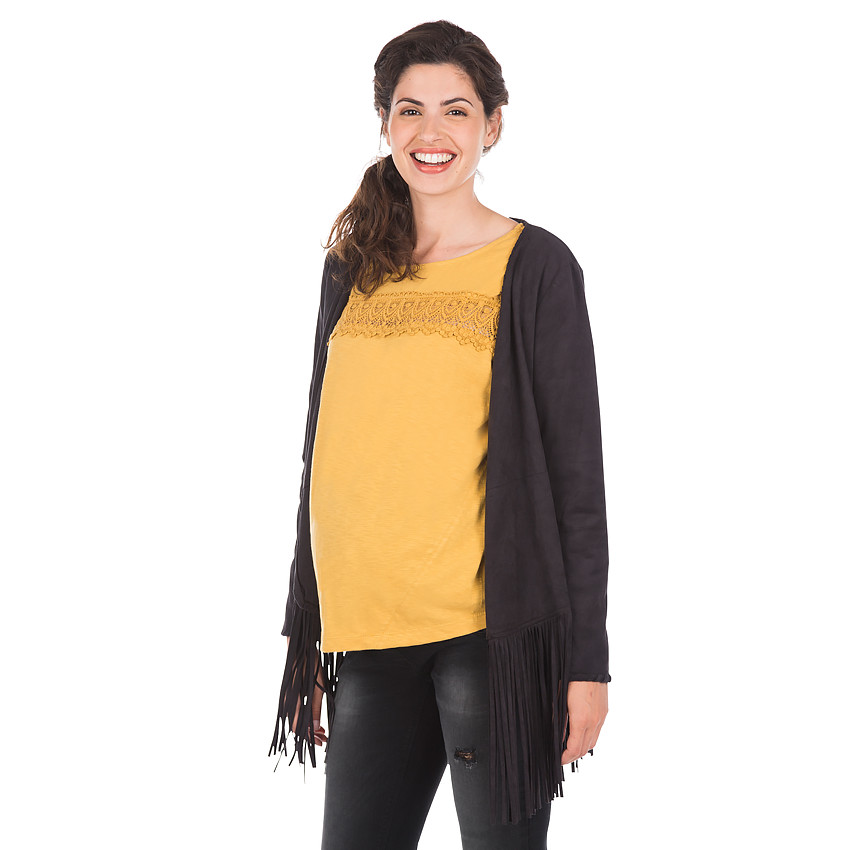 Gilet de embarazo imitación ante con flecos 