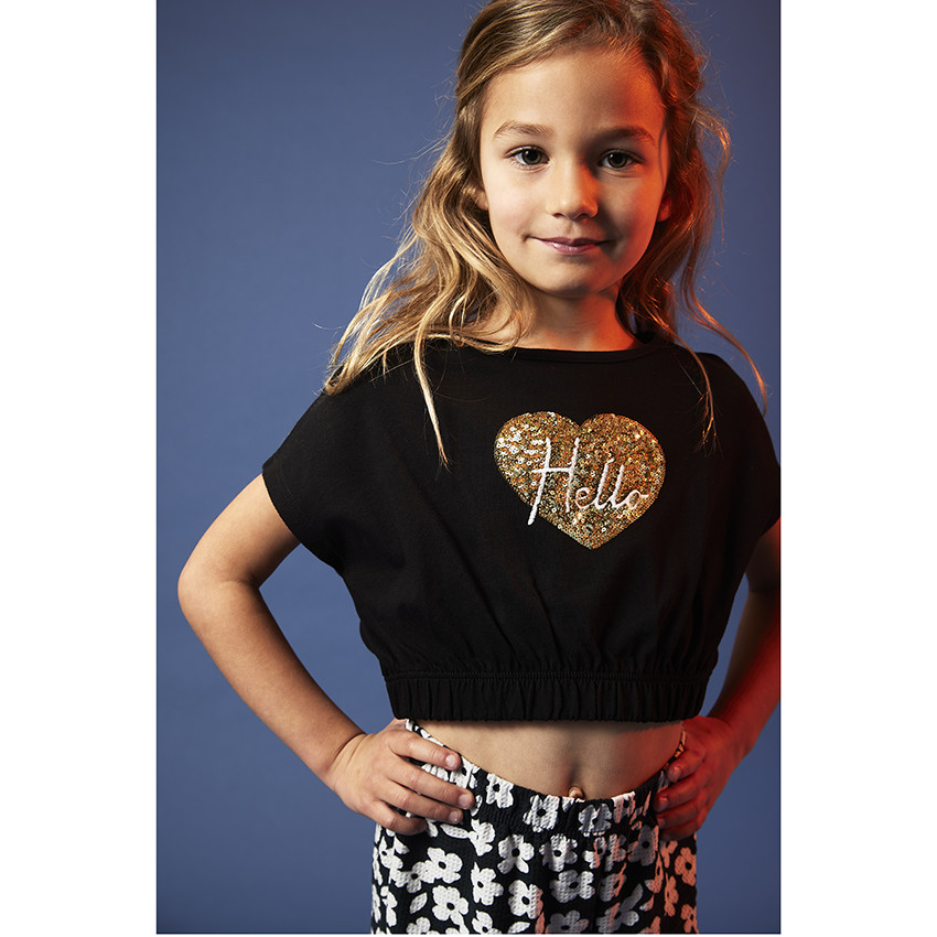 Crop top avec sequins et taille élastiquée pour fille 