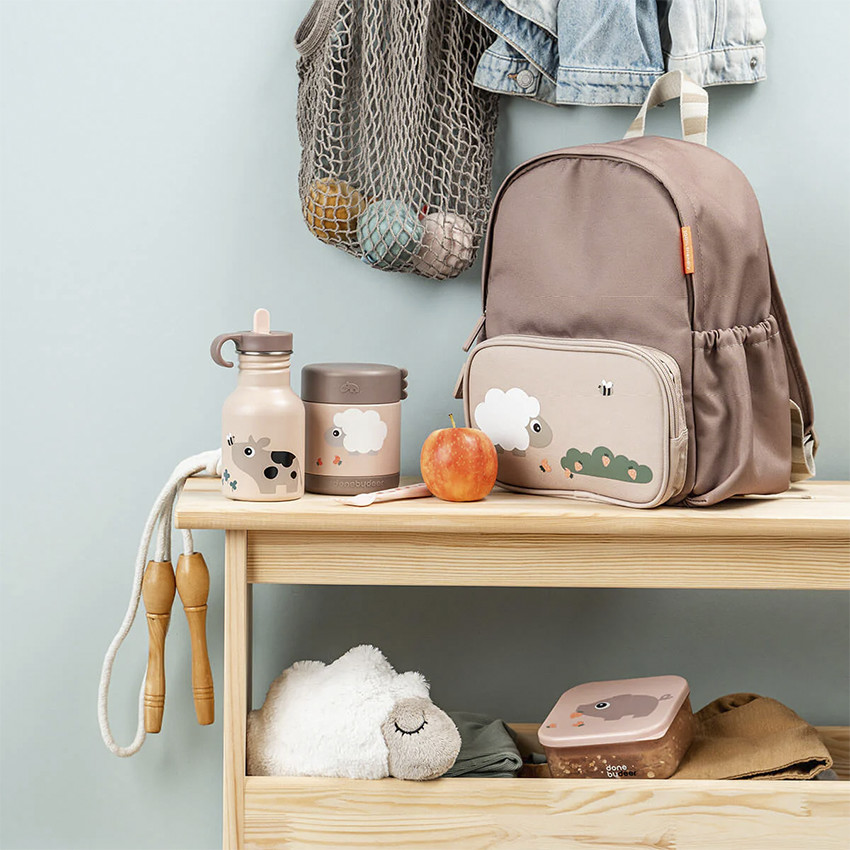  Botella acero inoxidable con pajita 350ml Tiny Farm rosa powder 