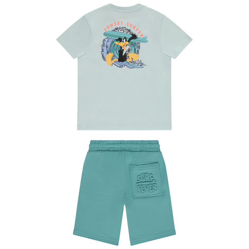 Conjunto camiseta de manga corta Pato Lucas Warner + bermuda para niño 