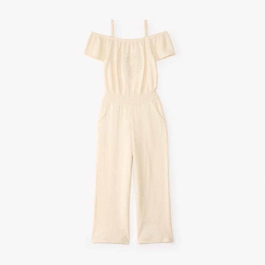 Monosuit de hombros descubiertos con bordado de corazón para niña 
