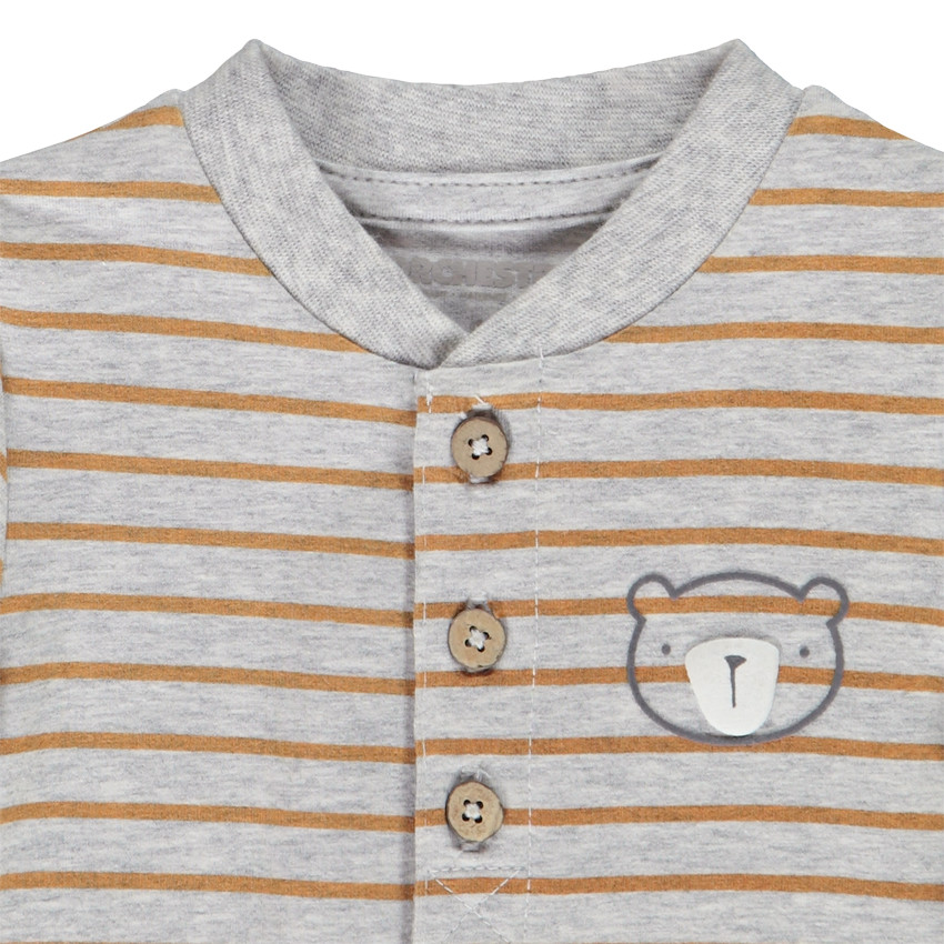 Bodi 2 en 1 en jersey de rayas con print de osito para bebé niño Main Bodi 2 en 1 en jersey de rayas con print de osito para bebé niño