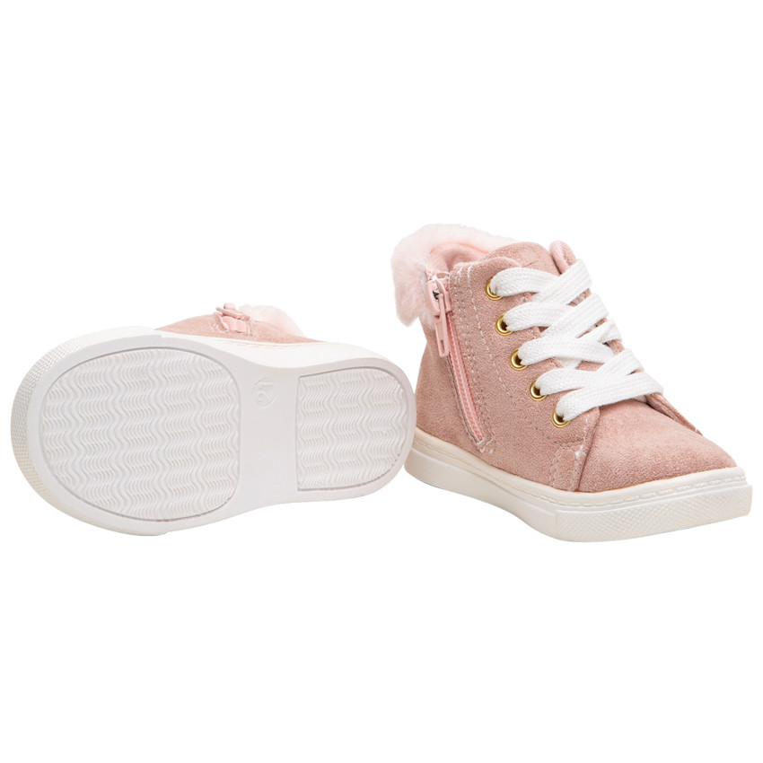 Botines de efecto ante con detalles de pelo sintético 