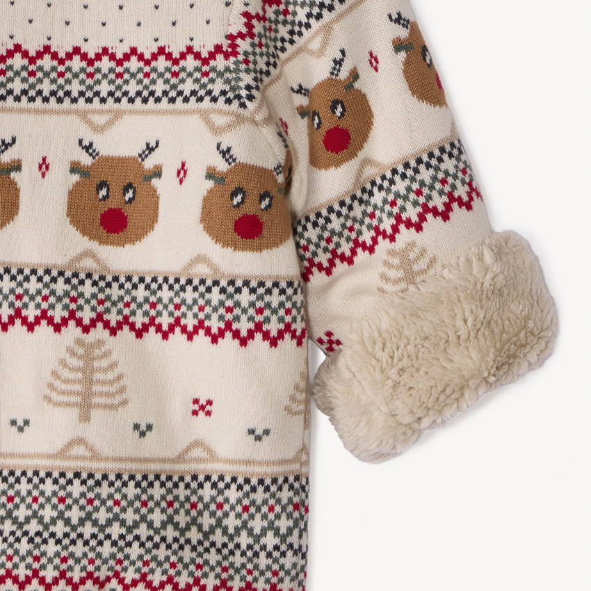 Pull manches longues imprimé Noël en jacquard pour bébé garçon  
