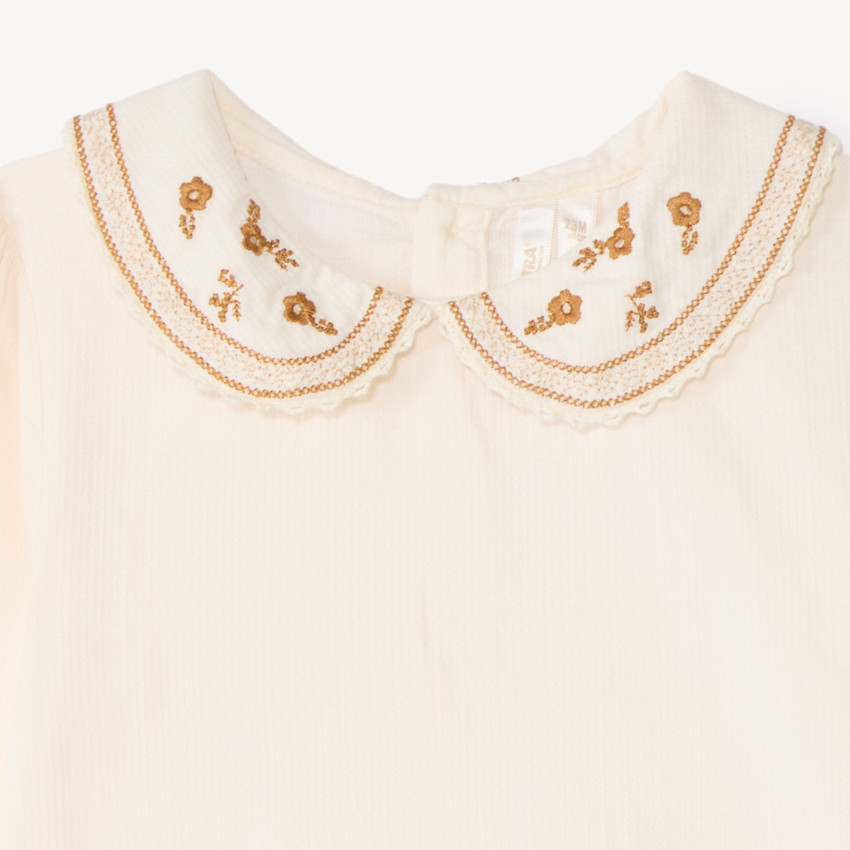 Túnica de cuello Peter Pan bordado para bebé niña 