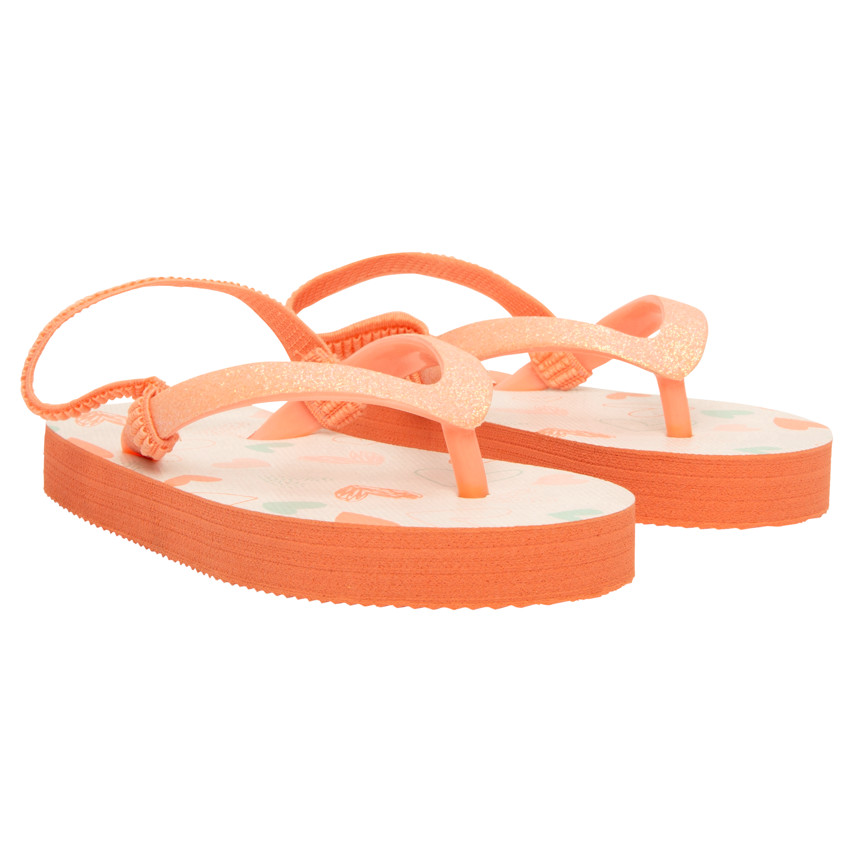 Chanclas con tira brillante y estampado de corazones para niña 