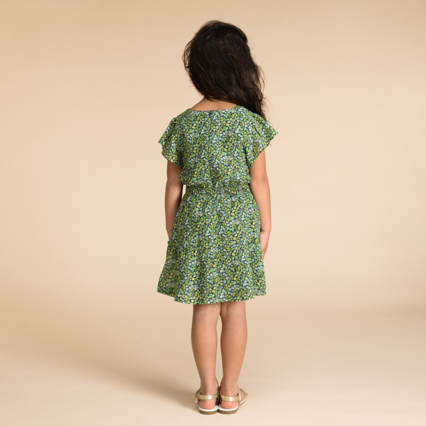 Vestido de manga corta con estampado floral para niña 