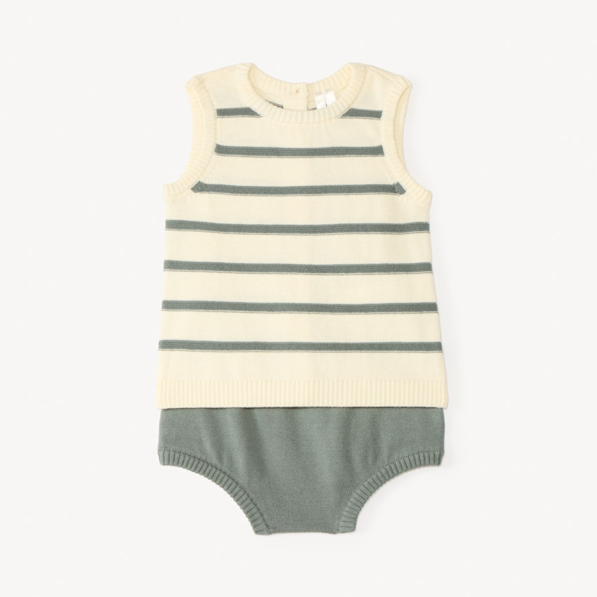 Conjunto de 2 piezas de tirantes + bloomer de punto para bebé niño 