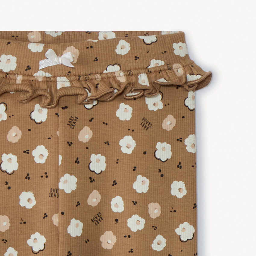 Pantalón largo acanalado con estampado de flores para bebé niña 