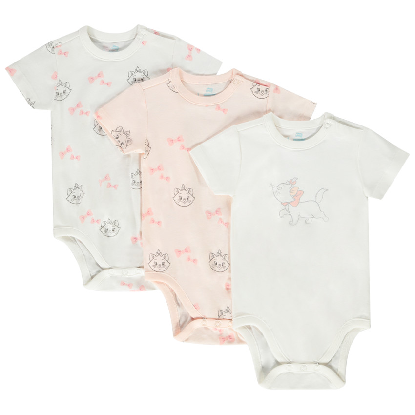 Pack de 3 bodies de manga corta con motivos de Marie Disney para bebé niña  Additional Pack de 3 bodies de manga corta con motivos de Marie Disney para bebé niña