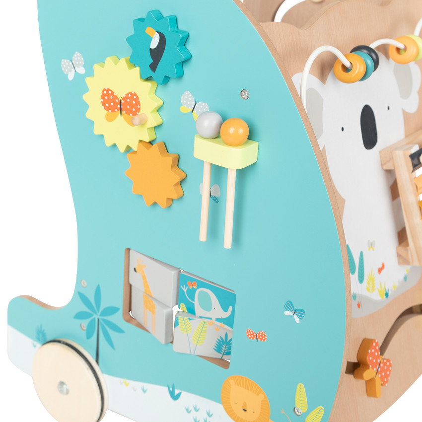 Carrito de actividades y andador de madera Crazy Jungle Main Carrito de actividades y andador de madera Crazy Jungle