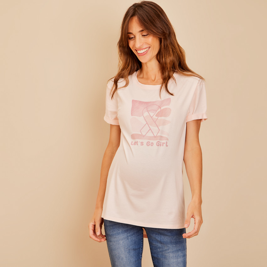 Camiseta de manga corta con estampado Octobre Rose para mujer 