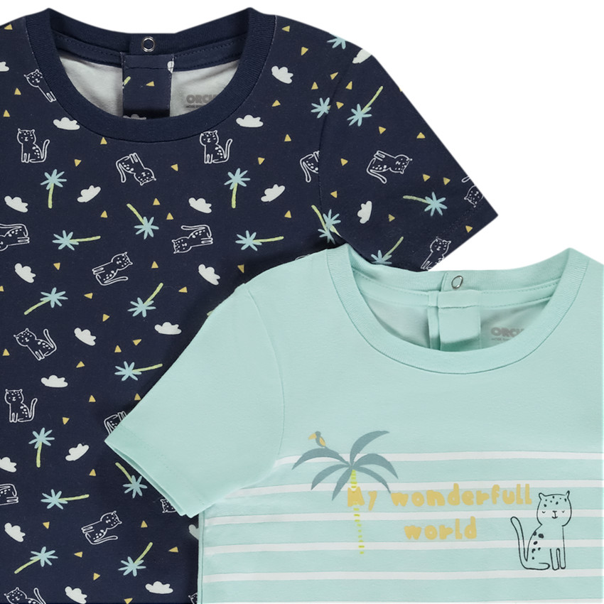 Lote de 2 monos cortos con motivos de fantasía para bebé niño 