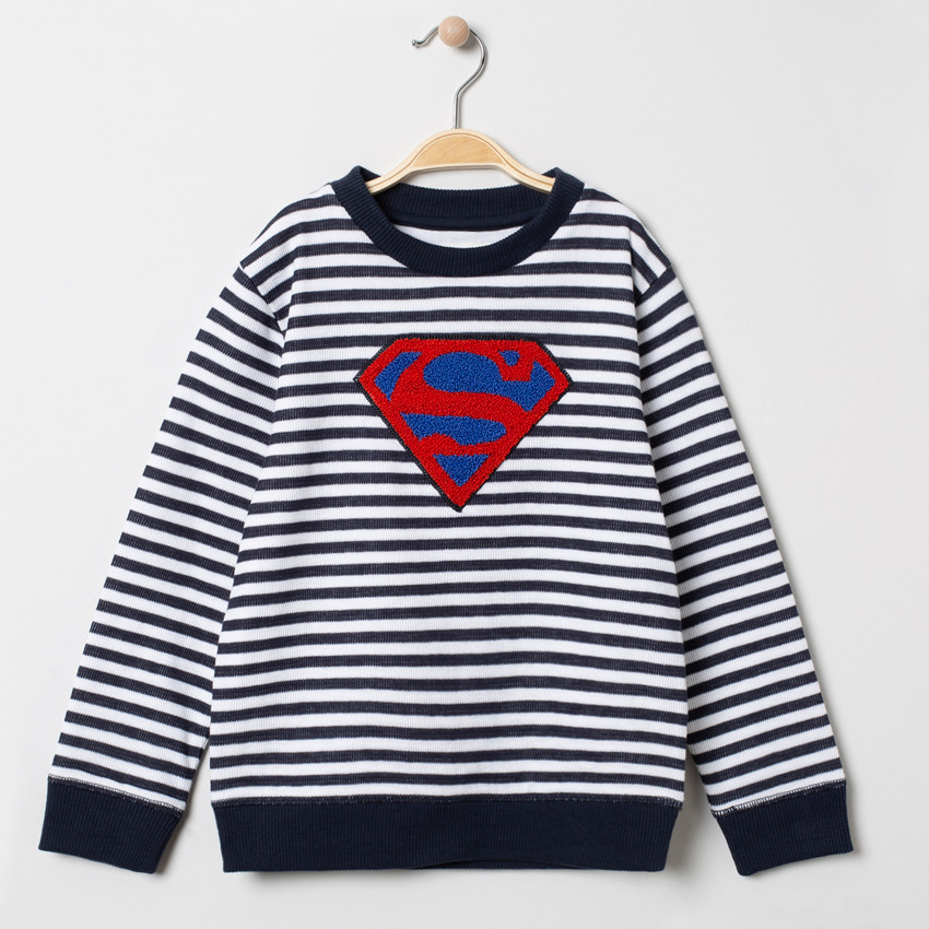 Sweat en molleton rayéà motif Superman en bouclette 
